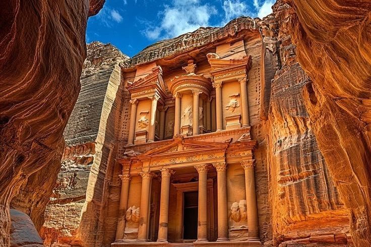 The Treasury at Petra seen from the rock